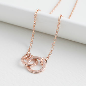 18ct Rose Gold Plated Entwined Ring Necklace, 2 of 2