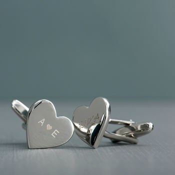 Personalised Silver Plated Heart Cufflinks, 5 of 5