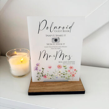 Floral Personalised Wedding Camera Sign Opaque, 2 of 5