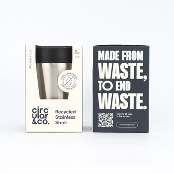 Circular And Co Travel Mug Made From Recycled Stainless Steel 8oz Uncoated Black, 2 of 7