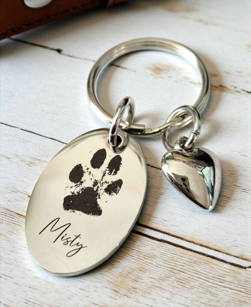 Personalised Oval Photo Or Print Keyring With Heart Charm, 1 of 2