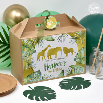 Personalised Jungle Gold Birthday Party Gift Box, 6 of 7