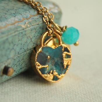 Turquoise Gemstone Charm Personalized Locket, 5 of 10