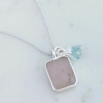 The Duo Rose Quartz Necklace, Sterling Silver, 2 of 11