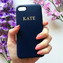 Navy Pu Leather Embossed Phone Case, thumbnail 6 of 10