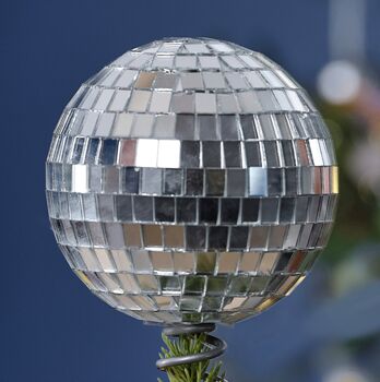 Silver Disco Ball Christmas Tree Topper, 3 of 3