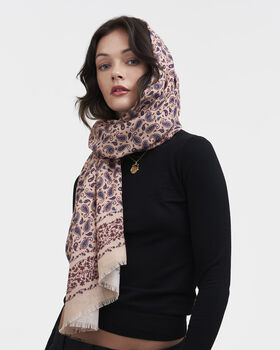 Paisley Folk Caramel Square Scarf, 3 of 5