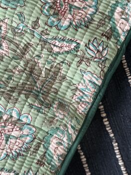 Quilted Block Print Toiletry Roll Up Pouch: Travel Kit, 9 of 12