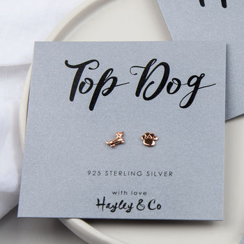 Sausage Dog And Paw Print Silver Earrings, 7 of 12