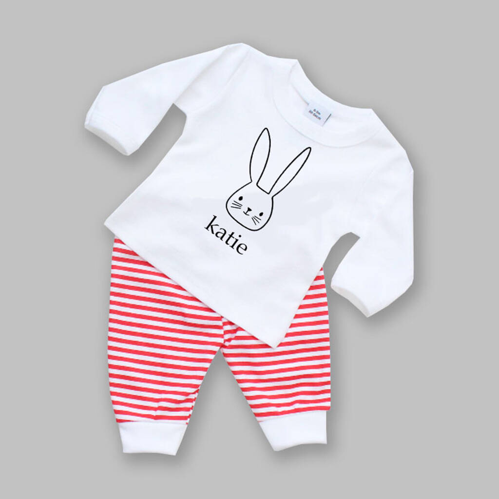 Personalised New Baby Bunny Face Outfit Set By The Baby Hamper Company |  
