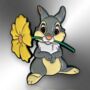 Grey Cartoon Bunny Rabbit Holding A Flower Enamel Pin Badge, Easter Accessory, Animal Gifts For Kids, thumbnail 3 of 8