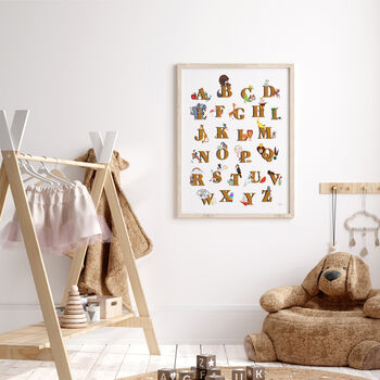Gold Vintage Illustrated Alphabet Print, 3 of 8