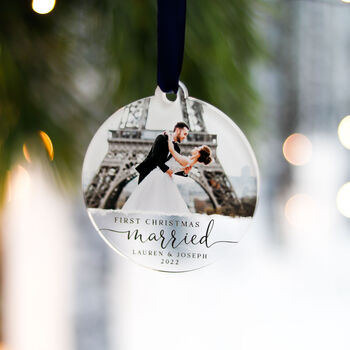 Personalised First Christmas Married Photo Decoration, 5 of 6