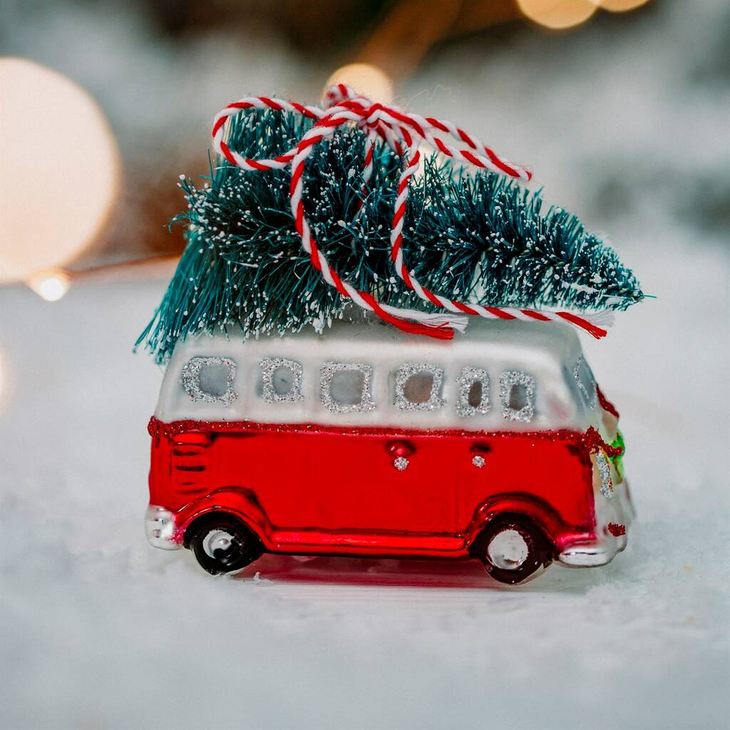 Medium Christmas Camper Van Glass Bauble By Lola & Alice