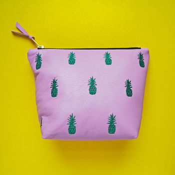 Embroidered Metallic Pineapple Leather Make Up Bag, 8 of 12