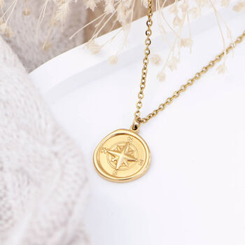 Personalised Gold Plated Compass Amulet Necklace, 2 of 4