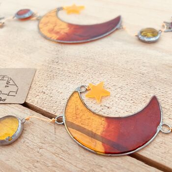 Sun, Moon And Star Hanging Sun Catcher Sunset Orange, 3 of 10