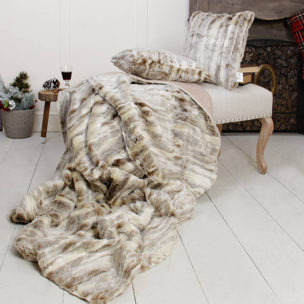 sale arctic fox faux fur throw cushion by dibor