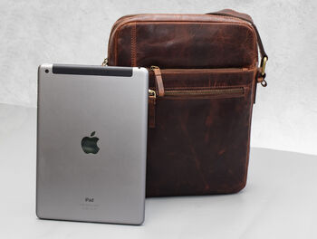 Men's Leather iPad Cossbody Flight Bag, 10 of 10