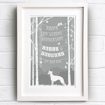 Personalised Wedding Anniversary Print With Dog, 6 of 6