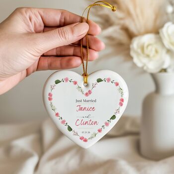 Personalised Just Married Heart Bauble, 3 of 3