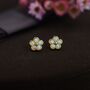 White Opal Flower Stud Earrings Sterling Silver, thumbnail 8 of 12