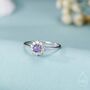 Sterling Silver Genuine Amethyst Crystal Halo Ring, thumbnail 1 of 11