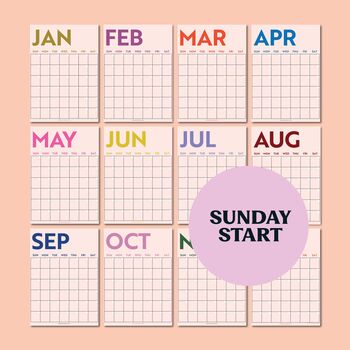 Undated A3 Wall Planner | Sunday Start | Simply Bright, 4 of 6