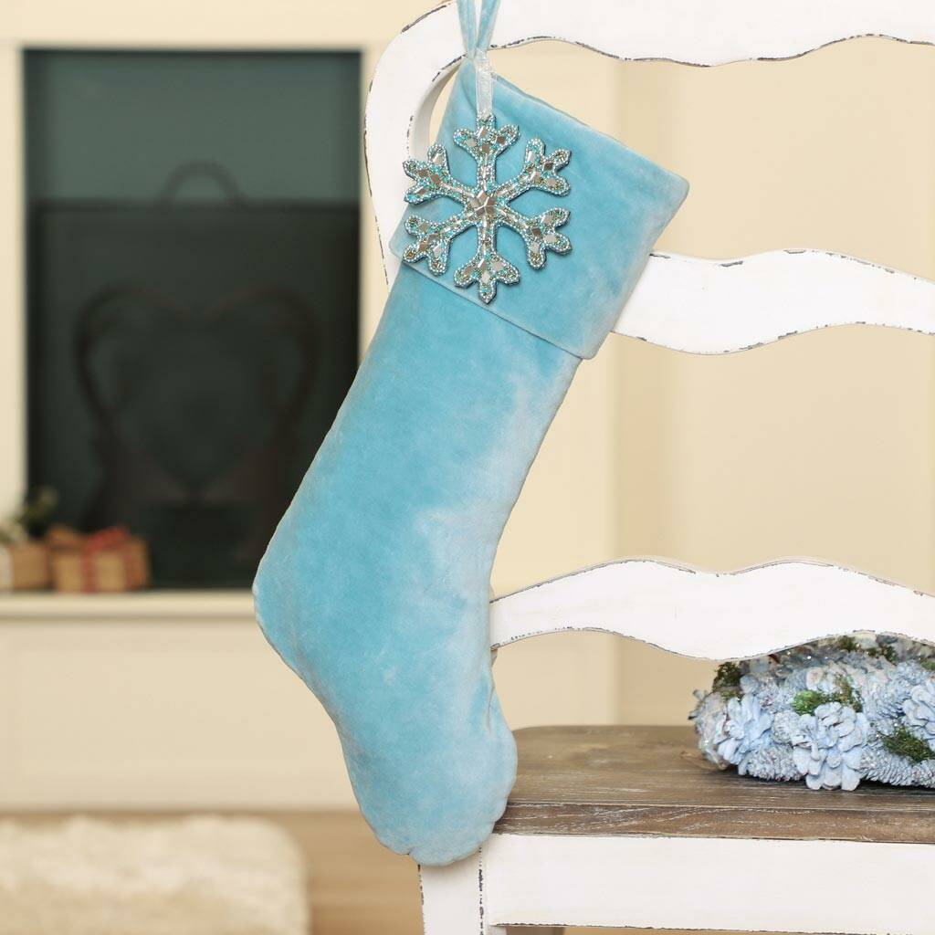 saxony blue personalised luxury cotton velvet stocking by dibor ...