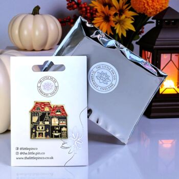 Large Spooky Haunted House Halloween Enamel Pin, 2 of 8