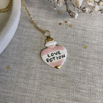Baby Pink Ceramic Charm Love Potion Necklace, 5 of 6