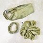 Three Pack Mixed Satin Scrunchie And Headband Set, thumbnail 1 of 12
