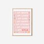 Girls Personalised Affirmation Print For Bedroom Or Nursery, thumbnail 2 of 3