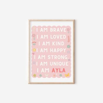 Girls Personalised Affirmation Print For Bedroom Or Nursery, 2 of 3