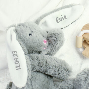 New Baby Gifts Personalised Bunny Soft Toy, 7 of 9