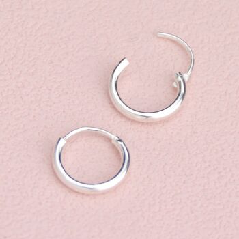 Simple Sterling Silver Sleeper Huggie Hoop Earrings, 3 of 6