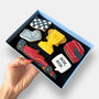 Personalised Racer Father's Day Letterbox Iced Cookies, thumbnail 3 of 10