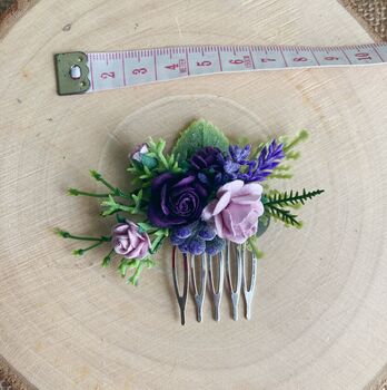 Purple And Lilac Flower Hair Comb, 2 of 4