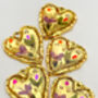 Gold Heart Necklace With Pink Flowers, thumbnail 2 of 10