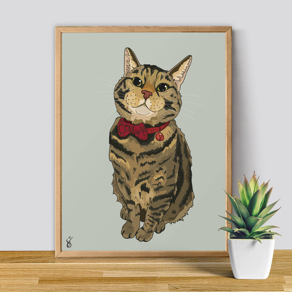 Full Body Cat Portrait Personalised Digitally Drawn By Saskyd Pet ...