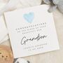 New Baby Card For Grandson Blue Heart, thumbnail 1 of 7