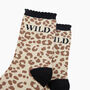 Wild Leopard Combed Cotton Glitter Socks In Cream, thumbnail 2 of 4
