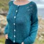 The Hand Knitted Seren Turquoise Cardigan, thumbnail 3 of 4
