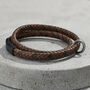 Men's Personalised Black Leather Message Bracelet, thumbnail 5 of 7