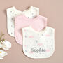 Personalised Set Of Three Star And Moon Baby Girl Bibs, thumbnail 1 of 4