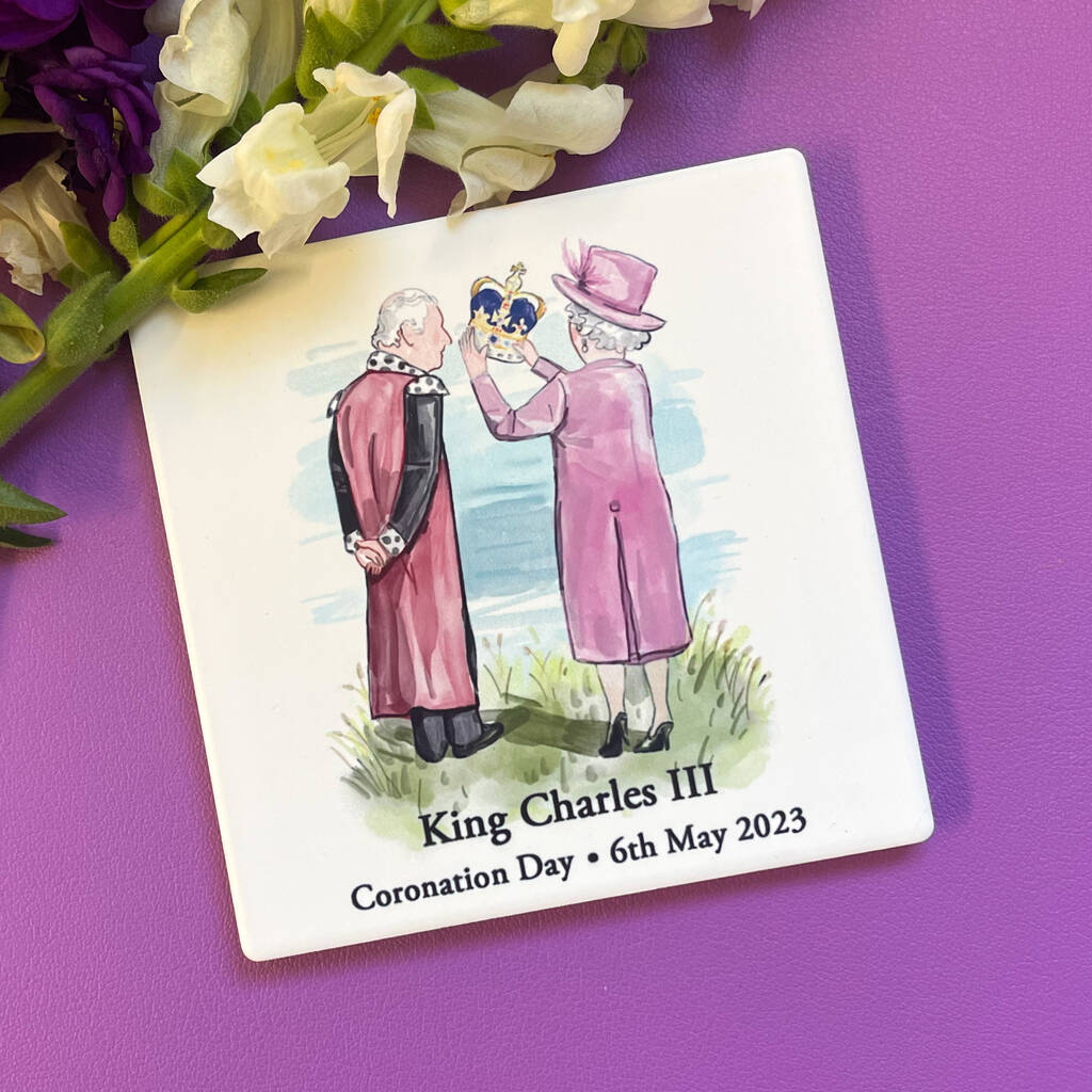 King Charles Coronation Ceramic Coaster, 1 of 3