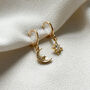 18k Gold Plated Moon And Star Hoop Earrings, thumbnail 3 of 4