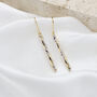 9ct Two Colour Gold Twist Diamond Cut Pole Drop Earrings, thumbnail 3 of 5