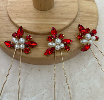 Christmas Crystal And Pearl Hair Pins, 4 of 4