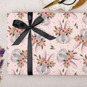 Three Sheets Of Floral Bunny Wrapping Paper, 2 of 2